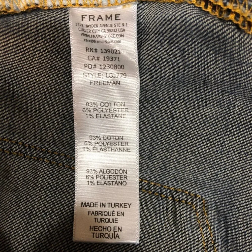 Frame Le Garcon Mid Rise Straight Leg Blue Jeans Size 25